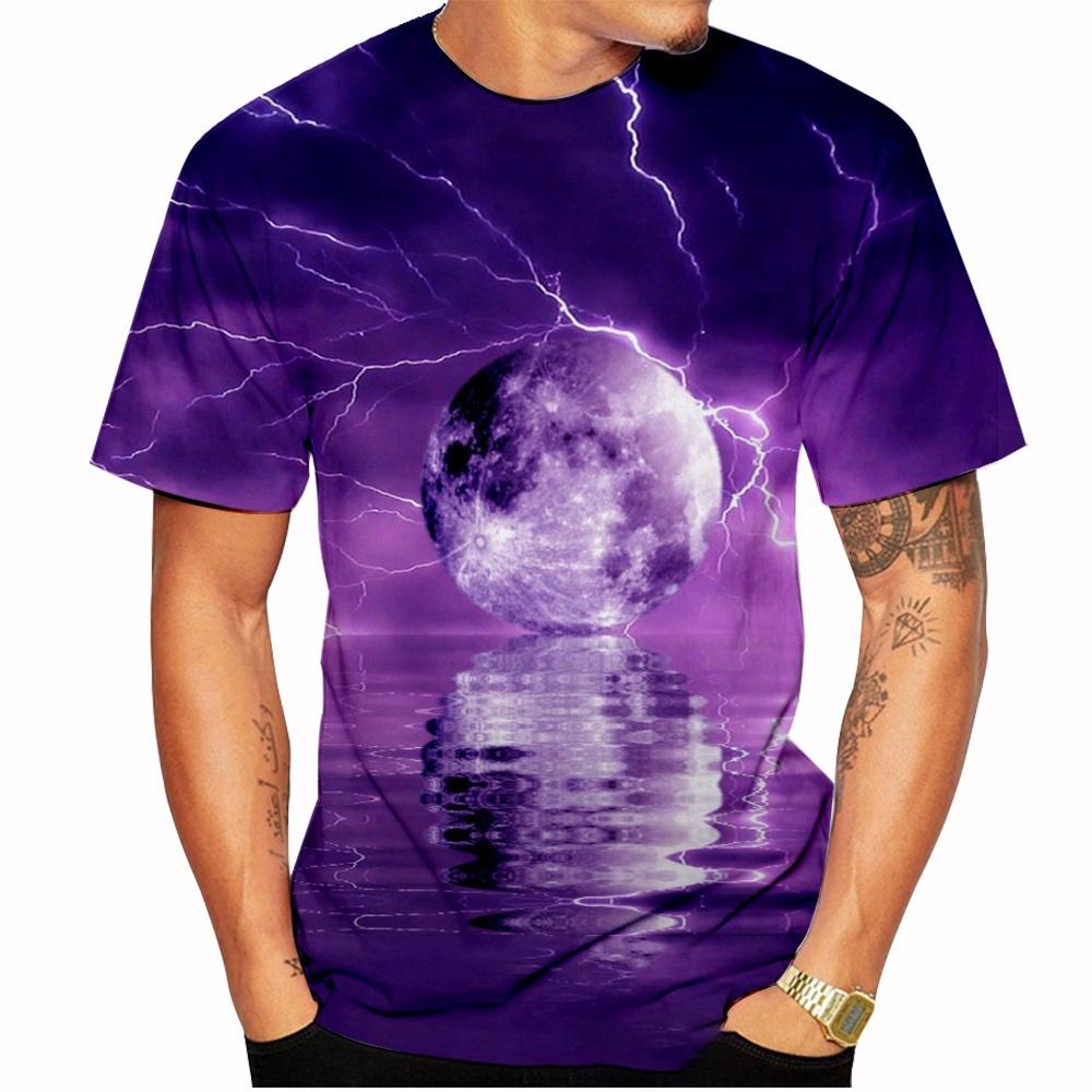 Letni Trend Mody Druk 3D Wzór Błyskawicy Personalizowany Fajny Nadruk Casualowy Wygodny T-shirt z Krótkim Rękawem