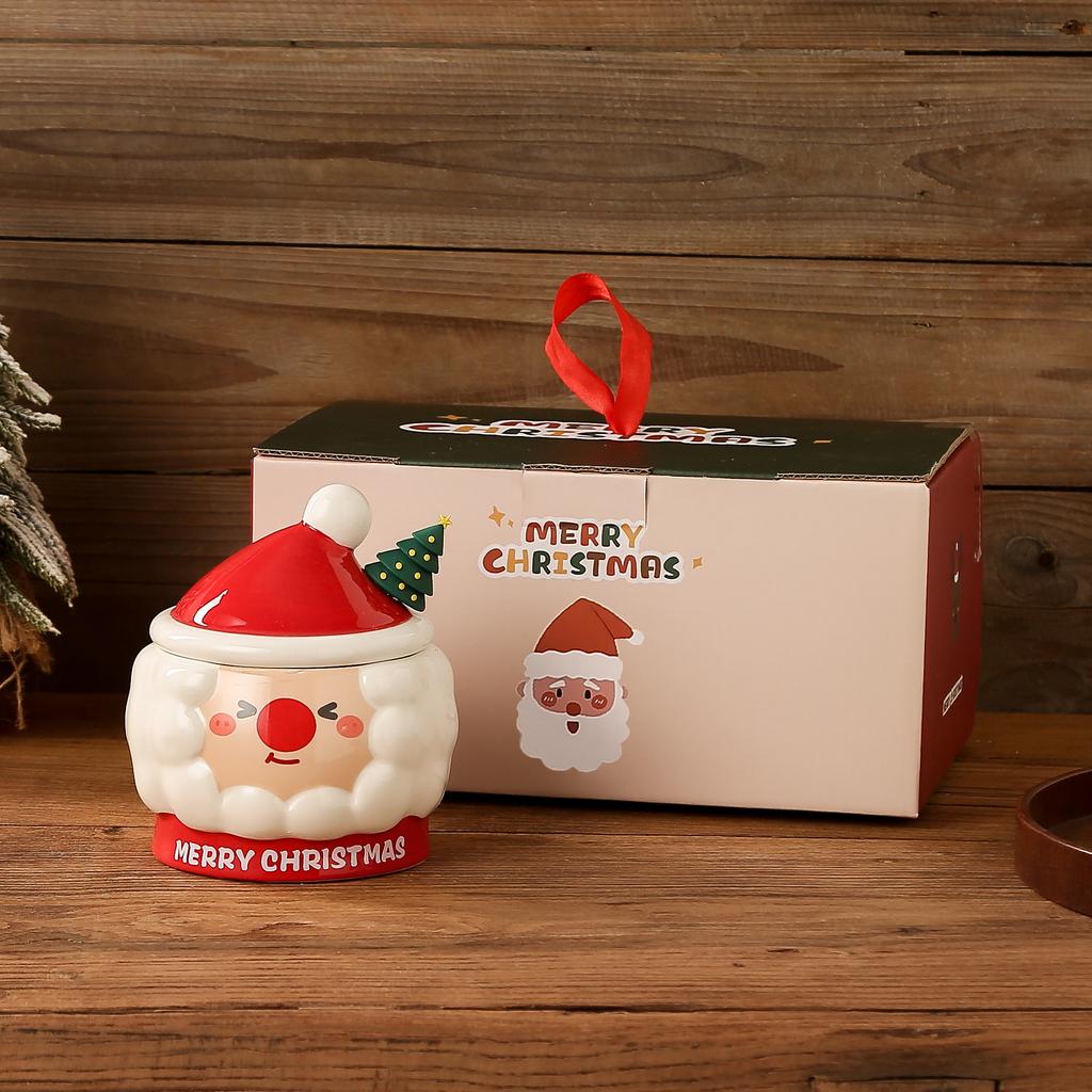 Christmas gift mug Santa cup ceramic water cup with lid high value gift for girls