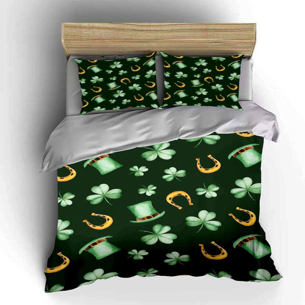 Lucky Clover Horseshoe Bedding Bedding Duvet Cover Set Duvet Cover Pillowcases (1 * Duvet Cover 2 * Pillowcases, without duvet insert)