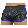 Short Imitation Leather Sports Line Black-Blue - MenSexyWear - Leather, Latex and Vinyl