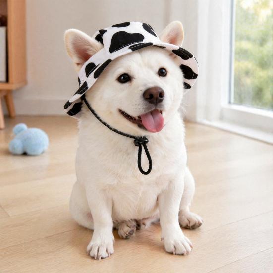 Pet Hiking Hat Dog Sun with Ear Holes, Wide Brim Protection Hat, Adjustable Cooling Drawstring for Small And Medium Dogs Outdoor Walking