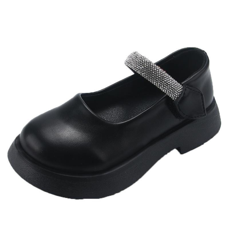 

Туфли из кожи для девочек для вечеринки, свадьбы, модные, детские туфли принцессы, модные детские туфли для выступлений, противоскользящие, подходят ко всему 26 чёрный