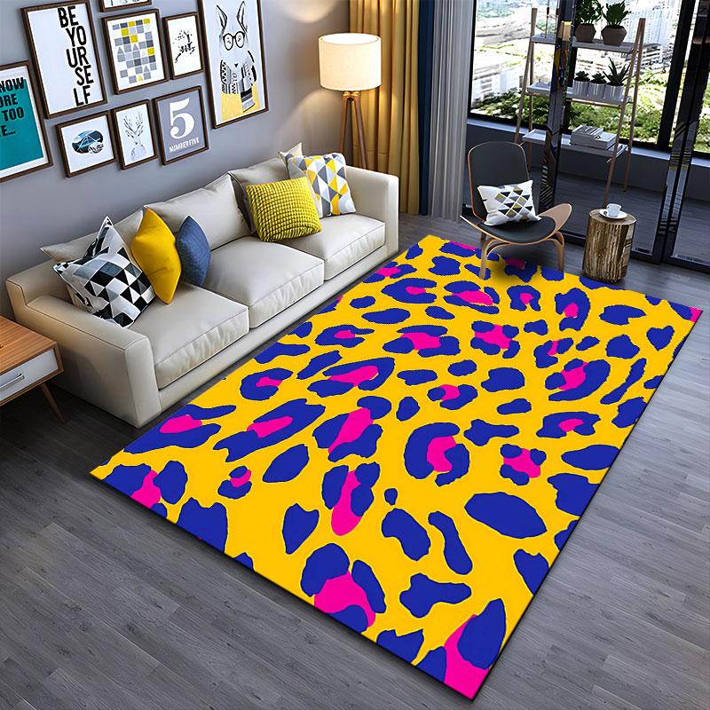 Colorful Leopard Print Carpet suitable as a non-slip mat for the living room or bedroom sofa