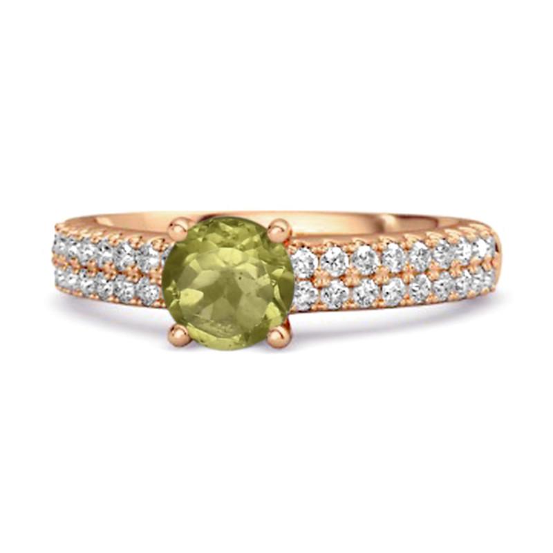 

Peridot Double Pavé Band Ring - Sterling Silver Rose Gold Vermeil 11 рожевий колір золота