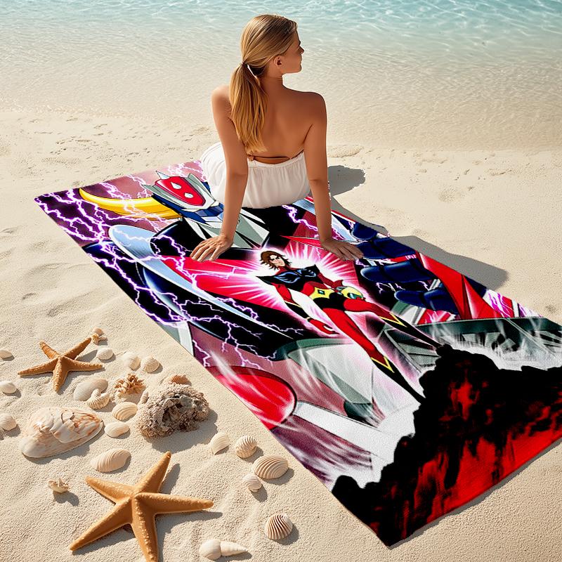1pc UFO Robot Grendizer10 Beach Towel, Comfortable and Thick, and Swimming/Bath/Picnic/Camping Towel, Suitable for Seaside Beaches