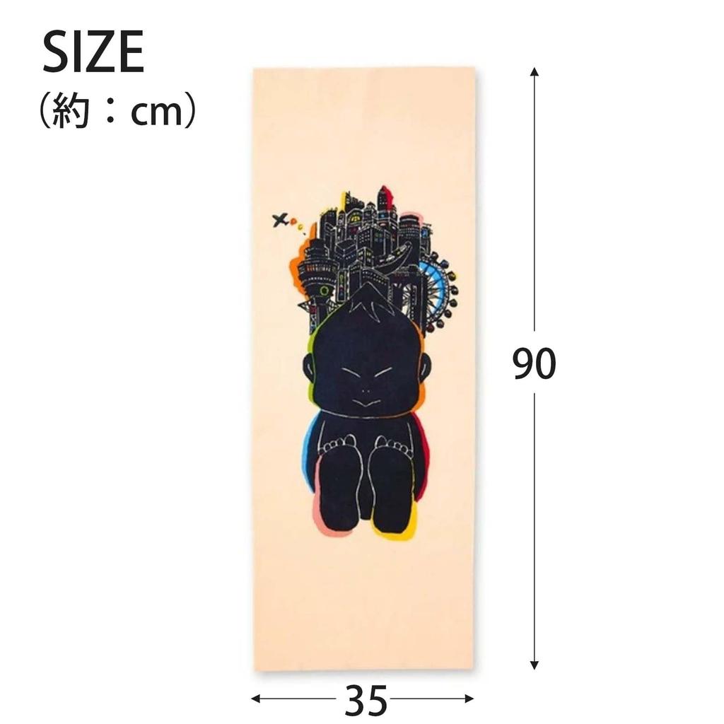 JIKAN STYLE Tenugui Hand Wind God and Thunder God 34 X 90 Ships Via 03459 03460 Towel, Stylish, Printed, 100% Cotton, Billiken, Illuminate, Screen,