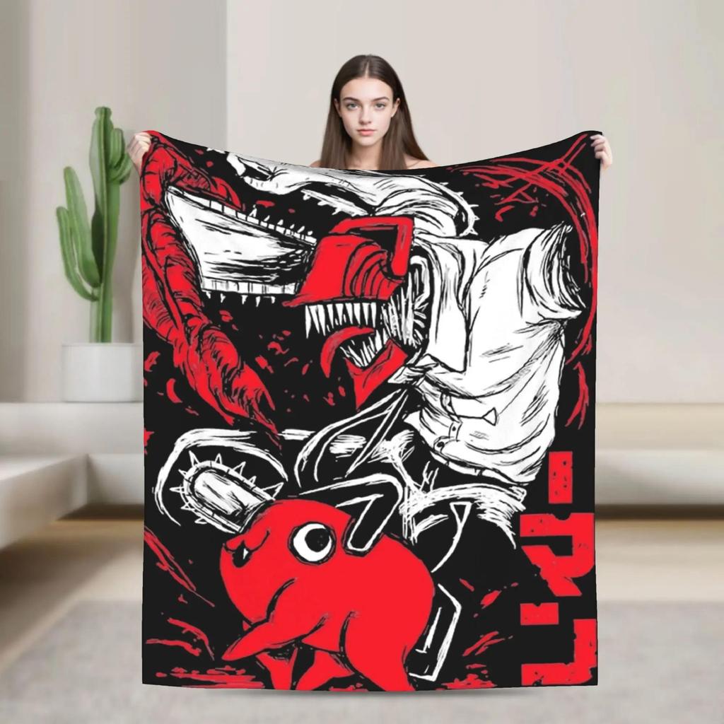 Chainsaw Man Fan Anime Blanket Super Soft Quality Throw Blanket for Winter Kids Bedroom Decor Novelty Bedspread
