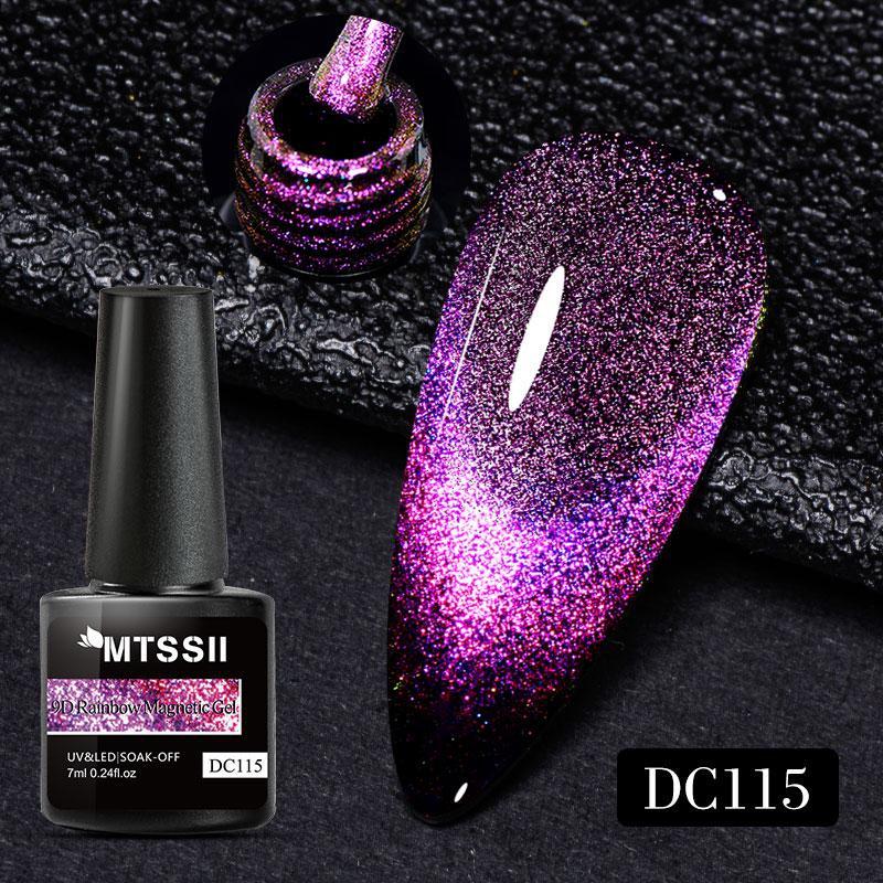 Mtssii 7ml Laser 9D Cat Eye Magnetic Gel Nail Polish Semi Permanent Nail Art Soak Off UV Gel Different Color At Different Angles