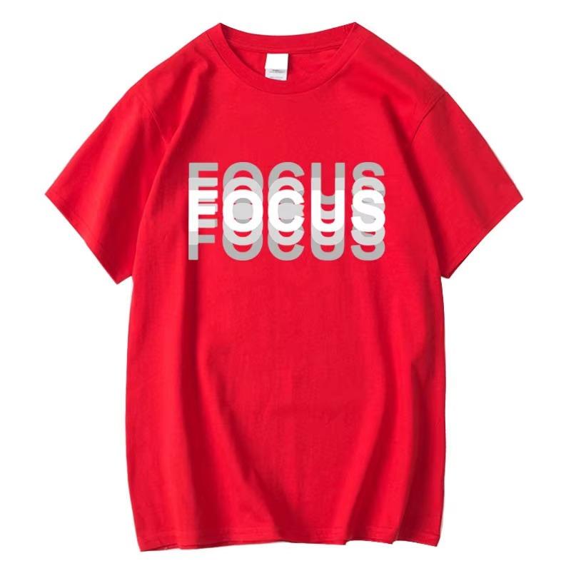 Summer Men's  Blend High Quality Casual Sports Loose Oversized Funny Focus Print Round Neck Short Sleeved T-shirt Tops