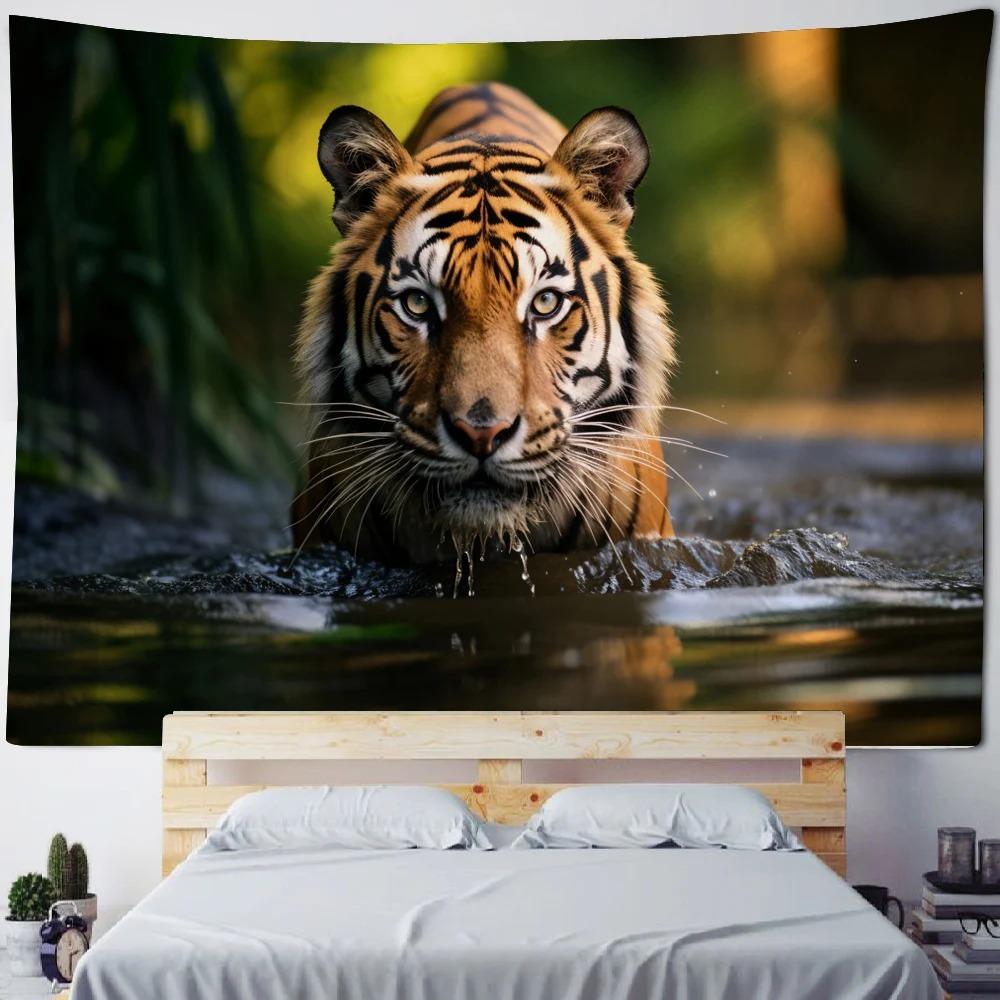 King of The Forest Tiger Wall Hanging Office Living Room Tapestry Home Wall Decoration Tapestry