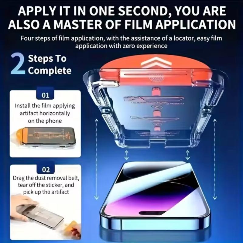 Dust Free Easy Installation Screen Protector For iPhone 17 18 Pro Max 16 15 13 12 11 14 Pro Max XR 7 8 Plus SE HD Tempered Glass2