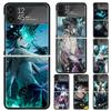Xiao Genshin Impact Hard PC Phone Case For Samsung Galaxy Z Flip 7 6 5 4 3 Black ZFlip7 ZFlip6 Flip5 Flip4 Flip3 5G Print Cover