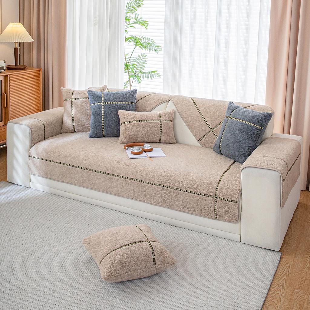 Nordic zagęścić pluszowa narzuta na sofę zimowa miękka ciepła Sofa ręcznik antypoślizgowe w kształcie litery L uniwersalne pokrowce na kanapę do salonu dekoracja sofy