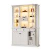 N625P293053054055W)Vetrina con LED, 4 Cassetti e 5 Ante, 21 Scomparti, Mobile Soggiorno, MDF, 119,5*40*180cm