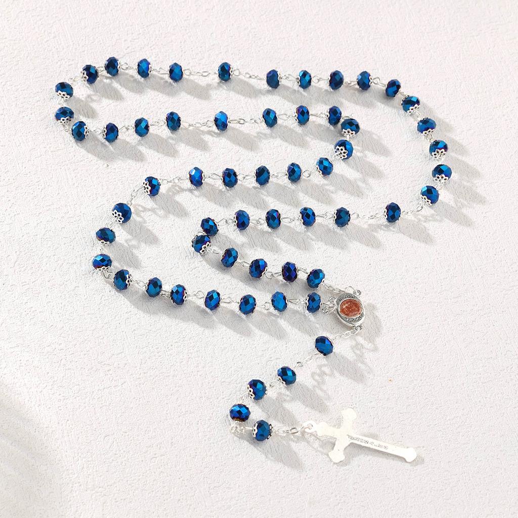 8MM  Carved Glass Rose of Jerusalem Crucifixion Center Catholic Prayer of Religious Jewelry