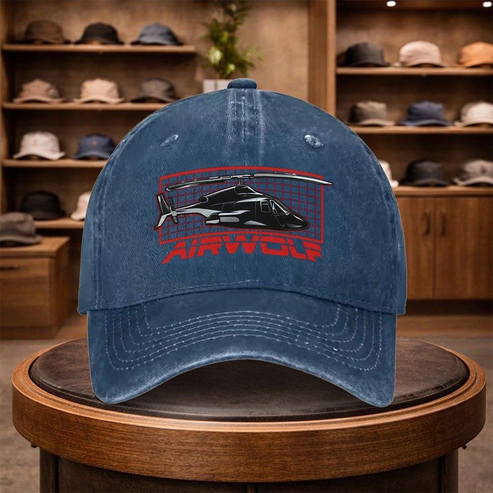 A Stylish Airwolf Printed Baseball Cap Perfect for Casual Outings This Adjustable Hat Is Suitable for All Seasons And Ideal Fo