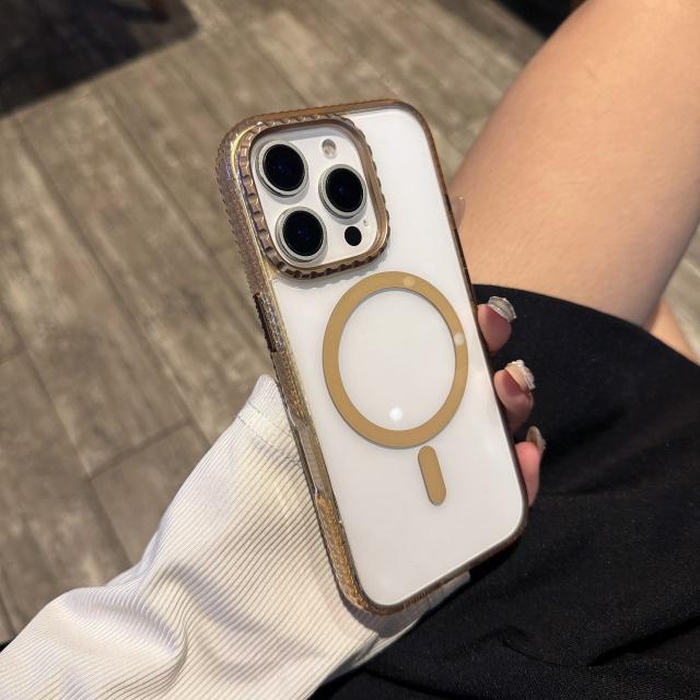 For For Iphone 16 Pro Max   Magnetic Granular Frame Phone Case For For Iphone 15 16 Plus Transparent Protective Cover iPhone 16 Plus