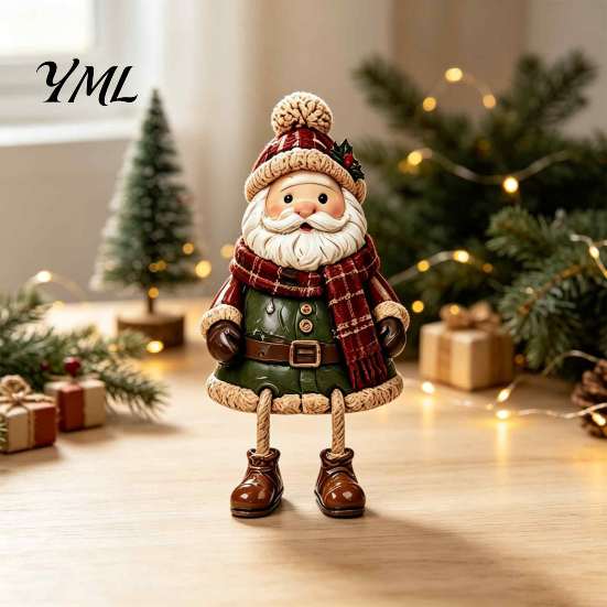 Decorative Fireplace Mantel Figures Christmas Shelf Sitter Figurines, Retro Farm Animal Hanging Leg Decor, Farmhouse Style Holiday Decor Ornaments for