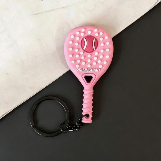 Keychain Vibrant Color Tennis Racket Design Keyring Sports-themed Bag Charm Non-slip Grip Key Chain Backpack Accessories