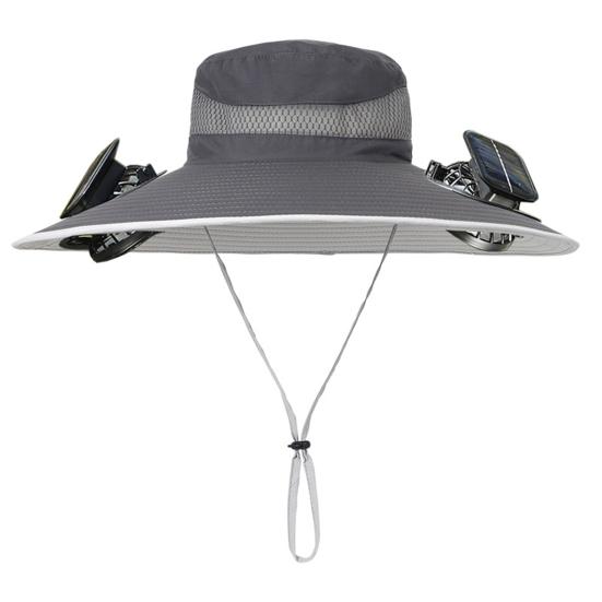 Yousheng Fisherman Hat Outdoor Fishing Hat with Moisture-Wicking Mesh Design Waterproof Coating Wide-Brimmed Dual-Power Solar Fan Hat