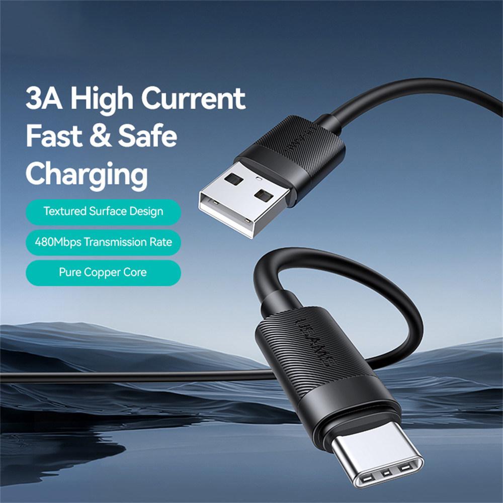 USAMS SJ777 U94 3A 18W USB-A to Type-C Fast Charging Cable Data Transfer Cord for Phones/Tablets