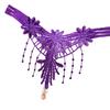Women G-string Flower Embroidery Tassel Solid Color Hollow Out Faux Pearl Decor Spaghetti
