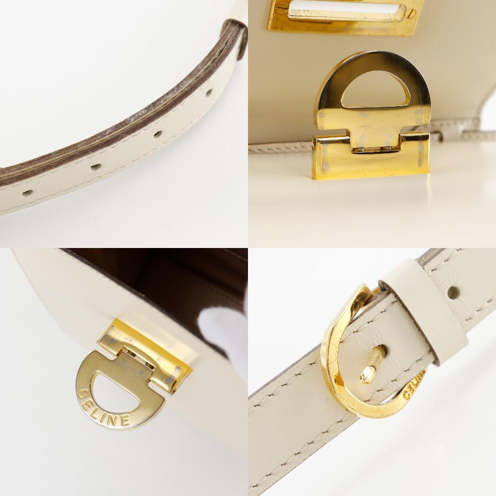 CELINE 2WAYShoulder Handbag vintage White Calfskin Women Used