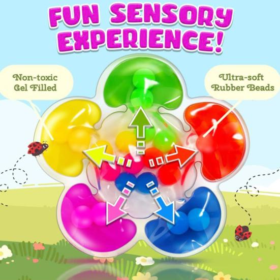 Kids Color Sorting Sensory Toy Fine Motor Skills Portable Toddlers Color Learning Educational Colorful Rubber Beads Squeeze Matching Game