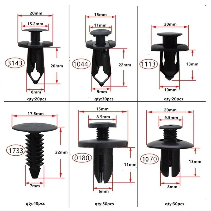 190PCS Universal Auto Fastener Clips Plastic Rivets 6 Sizes Car Push Pin Rivet Trim Clip Bumper Fender Door Panel Retainer Kit