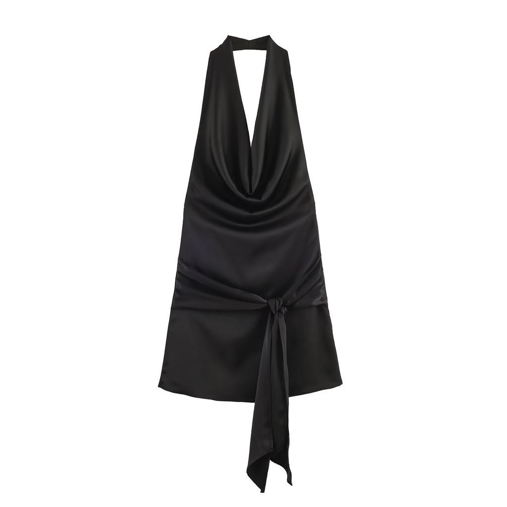 European and American style, new women's clothing, foreign style, classic silk satin texture mini dress 2745533