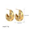 Stainless Steel 18K Gold with Diamonds Octagram Moon Stud Earrings Atmospheric Premium Earrings Earrings