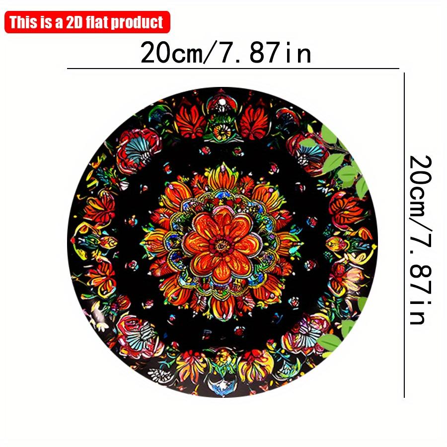 

2D плоский 20*20 см 1 шт ретро мандала пламени и цветочный дизайн круглый орнамент, таинственный стиль яркие цветные узоры симметрия Экологическое украшение 20*20cm