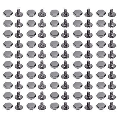 50 Sätze 8mm Nieten und Nieten Metall Sechskantniete Schlitzschraubensatz für Lederhandwerk Kleidung Bindung