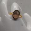 Oval Rose Cut Brown Smoky Quartz Gemstone 925 Sterling Silver Yellow Gold Fill Ring Jewelry, Handmade Gift Artisan Ring Jewelry