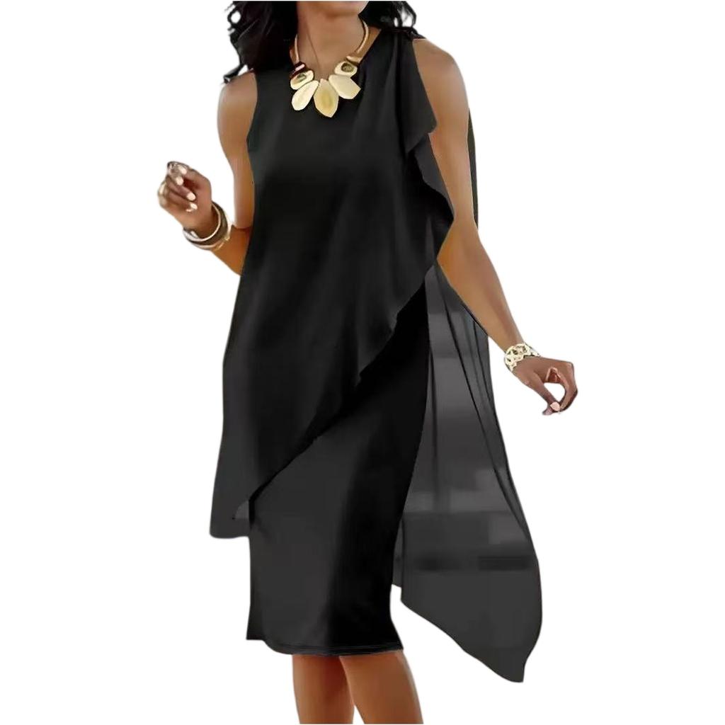 Women's Fashion Color Sleeveless Dress