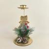 Vintage Golden Christmas Candle Holder Snowflake Xmas Tree Iron Candlestick Simulated Pine Needles Desktop Ornament Festive