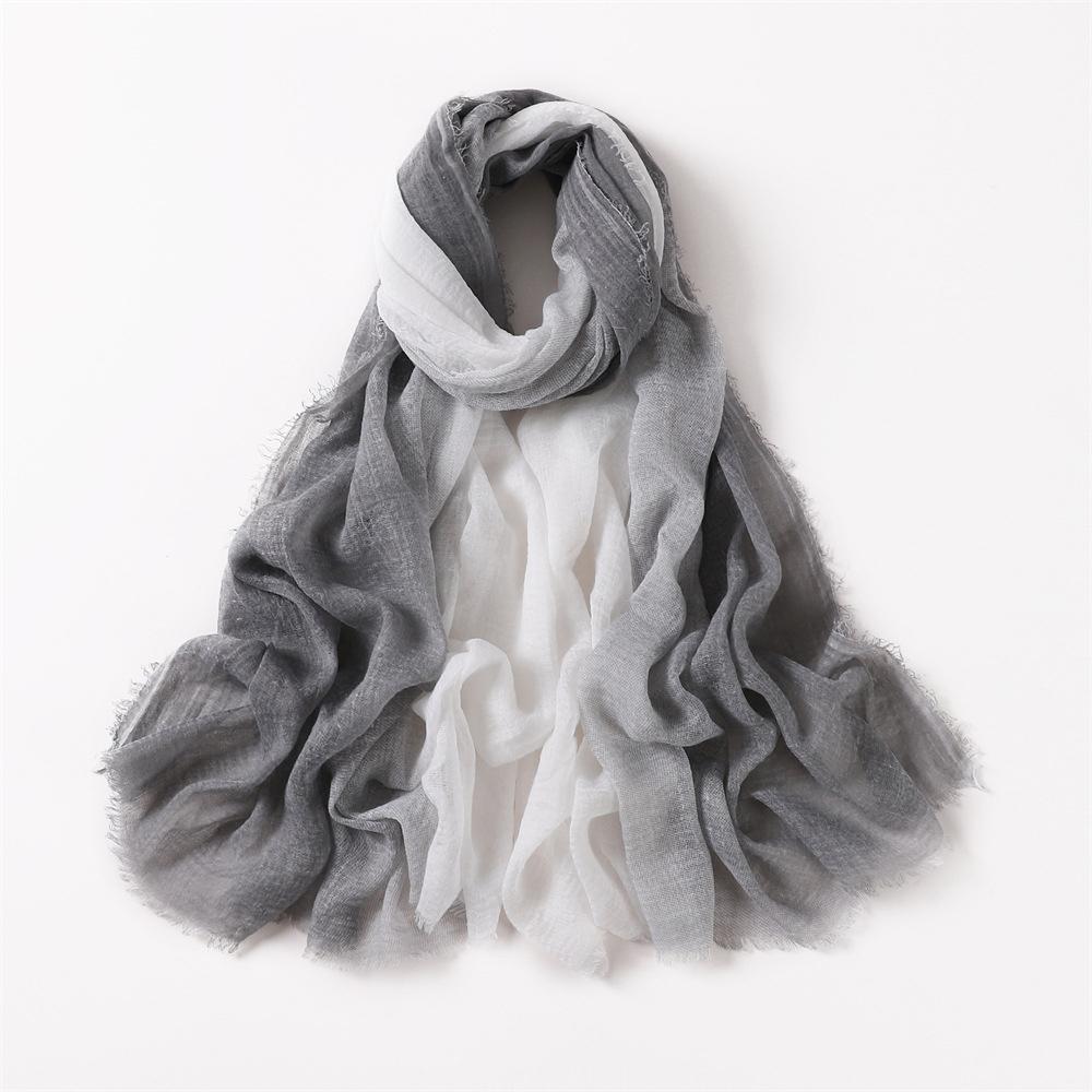 Women Gradient Cotton Linen Scarf Summer Girl Colors Patchwork Sunscreen Scarves Soft Shawl Foulard Viscose Wrap Shawls New