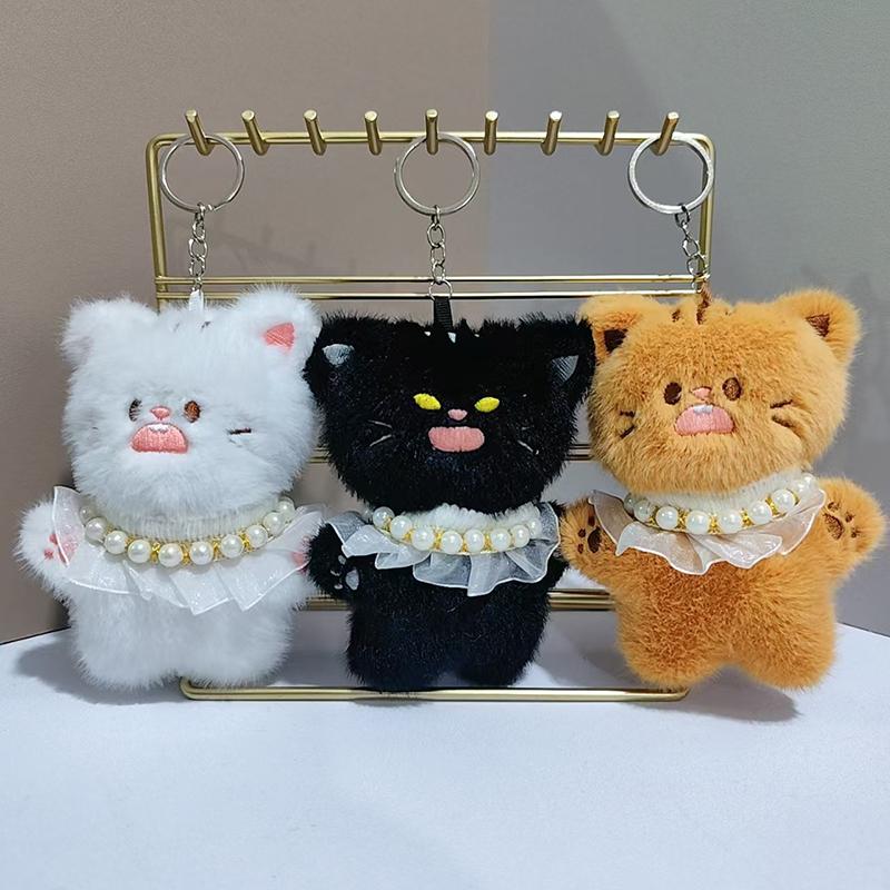 Cute Angry Cat Pendant Plush Toy Doll Soft Stuffed Keychain Bag Hanging Decoration Keychain Pendant Stuffed Doll Girl Kid Gift