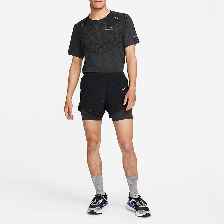 Nike Paneled Logo Two-In-One Straight-Leg Sports Shorts Men Bottoms Black DQ4771-010