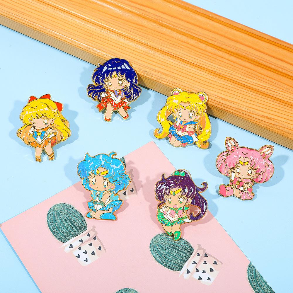 Anime Sailor Moon Cute Brooches Pins Cartoon Character Derivative Bags and Clothes Decorations Brooch Birthday Party Gifts