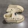 Thick-soled Versatile High-top Canvas Shoes for Women's 2025 Spring and Autumn New Japanese Board Shoes, Small Height-increasing Student White Shoes