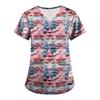 Plus SizePrinted Scrub Working Uniform Tops For Women's Cross V-Neck Print Short Sleeve Fun T-Shirts Workwear Tee With Pockets