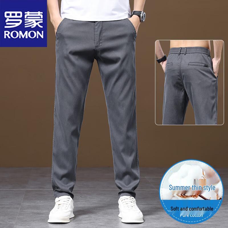 

ROMON Men s Straight-Leg Casual Stretch Pants 32