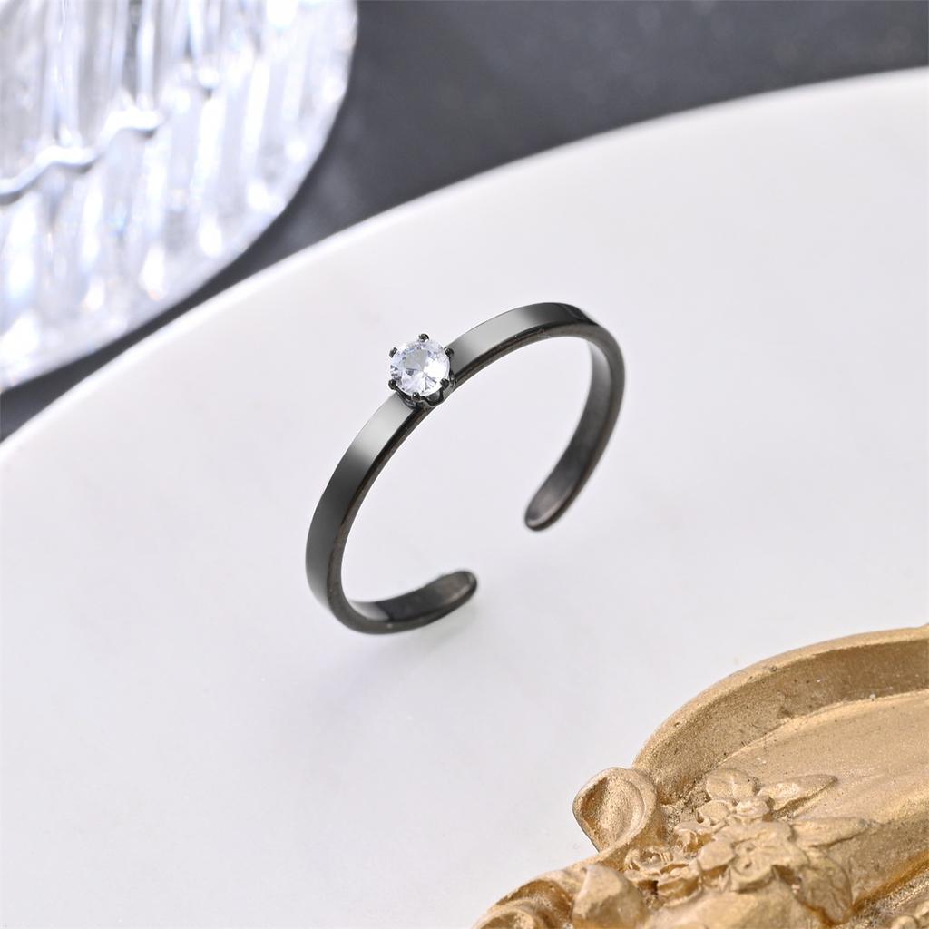 Temperament high-end niche open zircon ring, simple personalized couple diamond ring hand jewelry