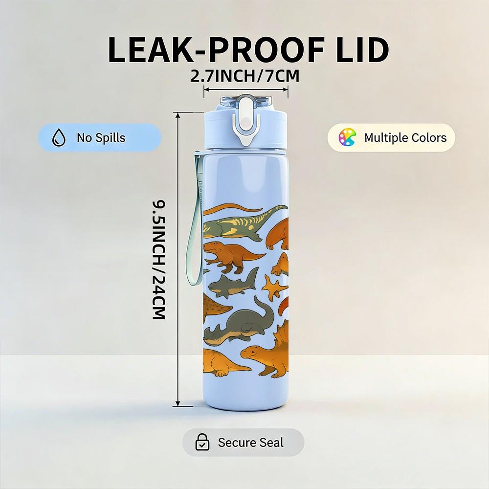 1PC Jungle Animal Group Print 750ml Color Plastic Sports Water Bottle Leakproof Flip Straw Lid Suitable for Sports Office Home Use