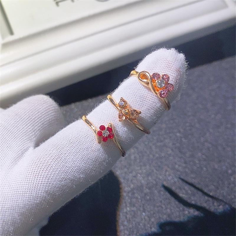 10 Pezzi Anello alla moda con apertura piccola per donna, anello da dito in cristallo, anello in lega