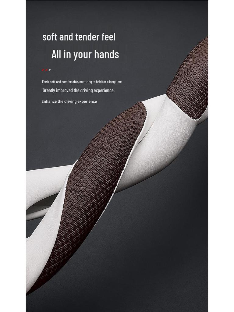 Genuine Leather Nappa Anti-Slip Steering Wheel Cover - Universal Fit, Embossed, Wear-Resistant, Comfortable for All Seasons