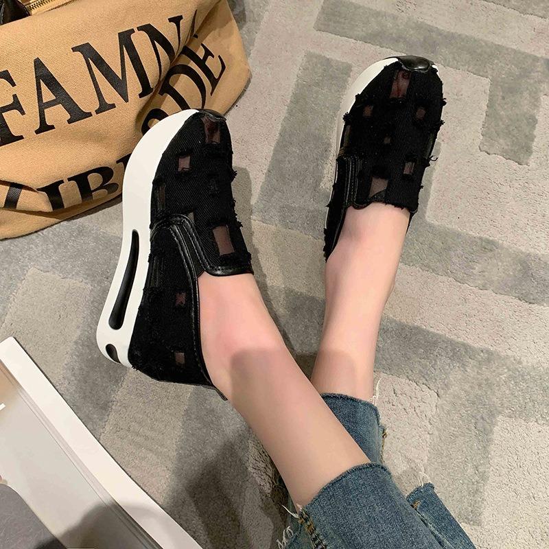 Summer new large size breathable inner height increase single shoes women's casual one pedal
