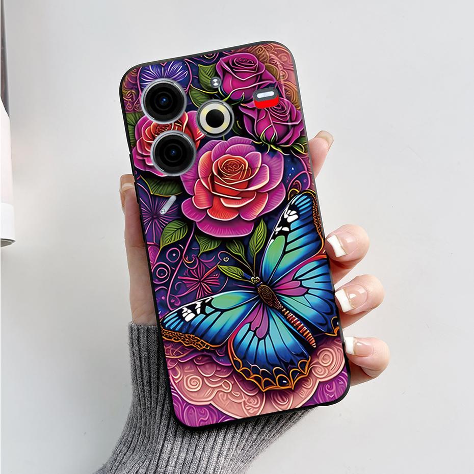 6.78" For Tecno Pova 6 Neo Case Pova6 Neo Back Cover Stylish Pattern Black Silicone Soft Phone Cases For Tecno Pova 6 Neo Fundas