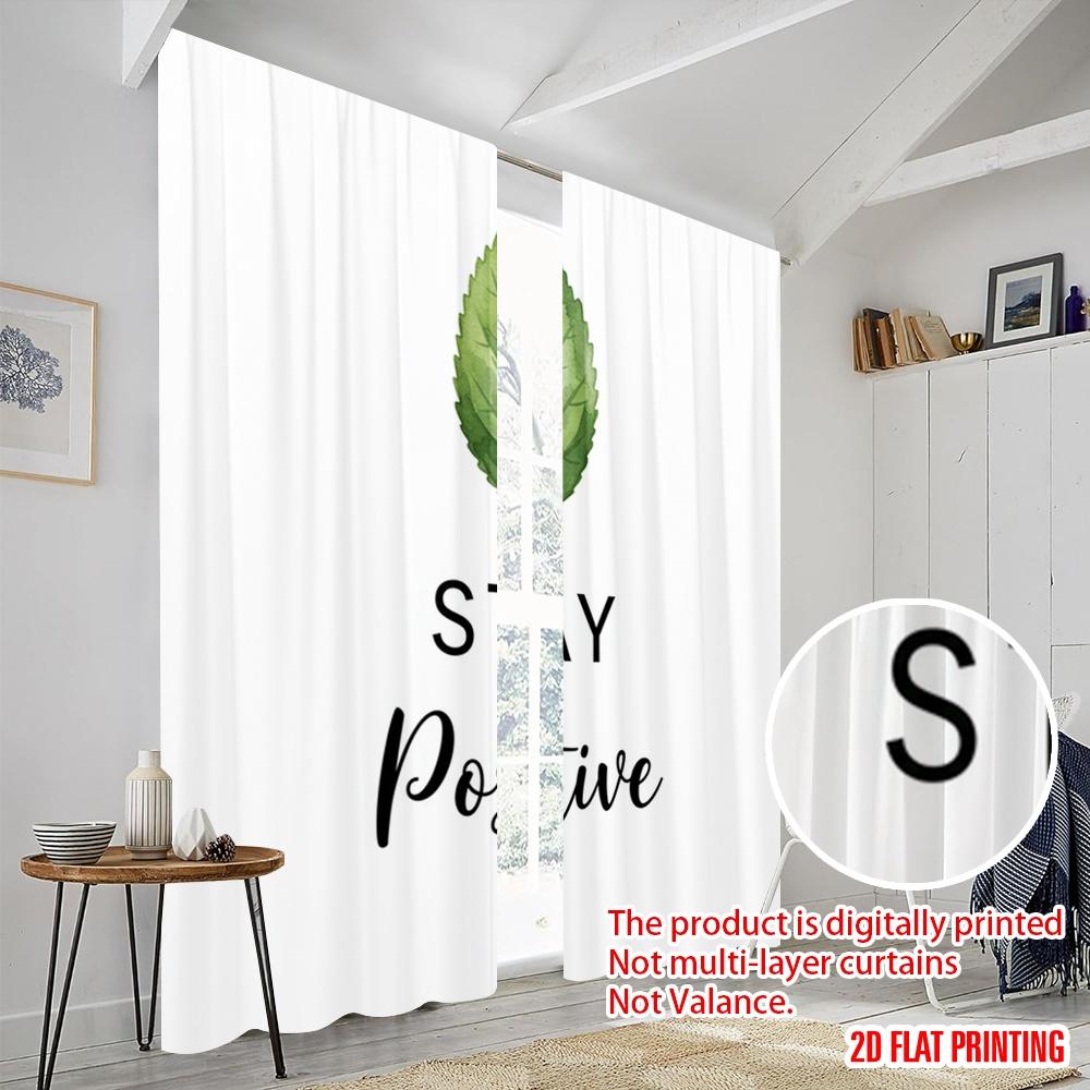 2pcs 2D Flat Printing Drapes Stay Positive Leaf Fabric Without Electricity Party Decorations Perfect for Room Decor Aesthetic